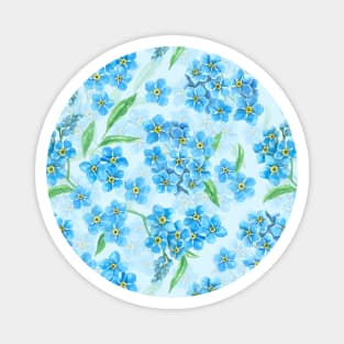 Forget me not watercolor flowers on light blue Magnet